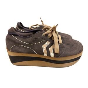 Y2K Colin Stewart Brown Suede Platform Sneakers